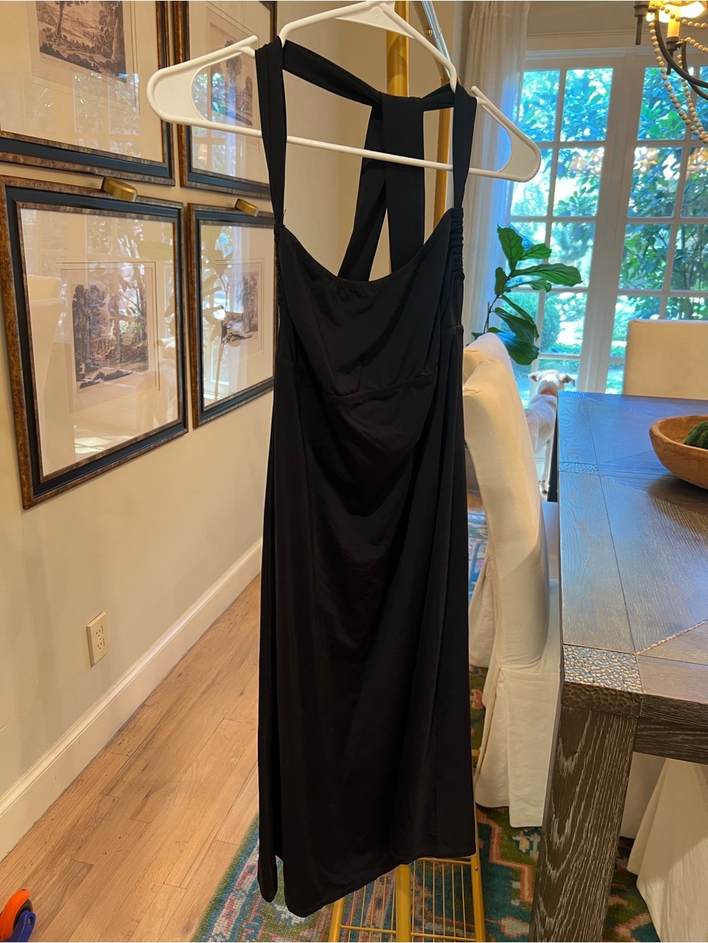 DKNY petite spanSleeveless Black Midi Dress with Twist Back